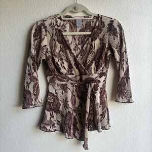 Y2K Vol. 1 Crinkle Floral Asymmetrical Whimsigoth Boho Fairy Grunge Top Size S